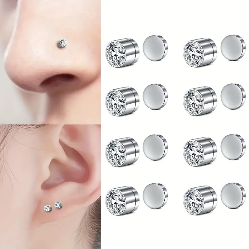2-teilige magnetische Kunst-Nasenstecker, personalisierter Punk-Stil, modisches Nasenschmuckset für Damen, kein Piercing erforderlich, Vintage-Stil Image