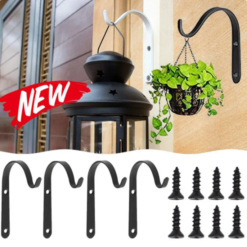 3/6Pcs J-Form Wand Haken Metall Blumentopf Hängen Eisen Haken Befestigung Im Freien für Garten Wand Korb anlage Rack Halterung Dekoration Image