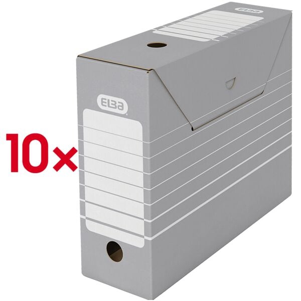 Elba Ablageschachtel »tric« für Registraturen mit Reiter - 10 Stück grau, 11x27x34 cm