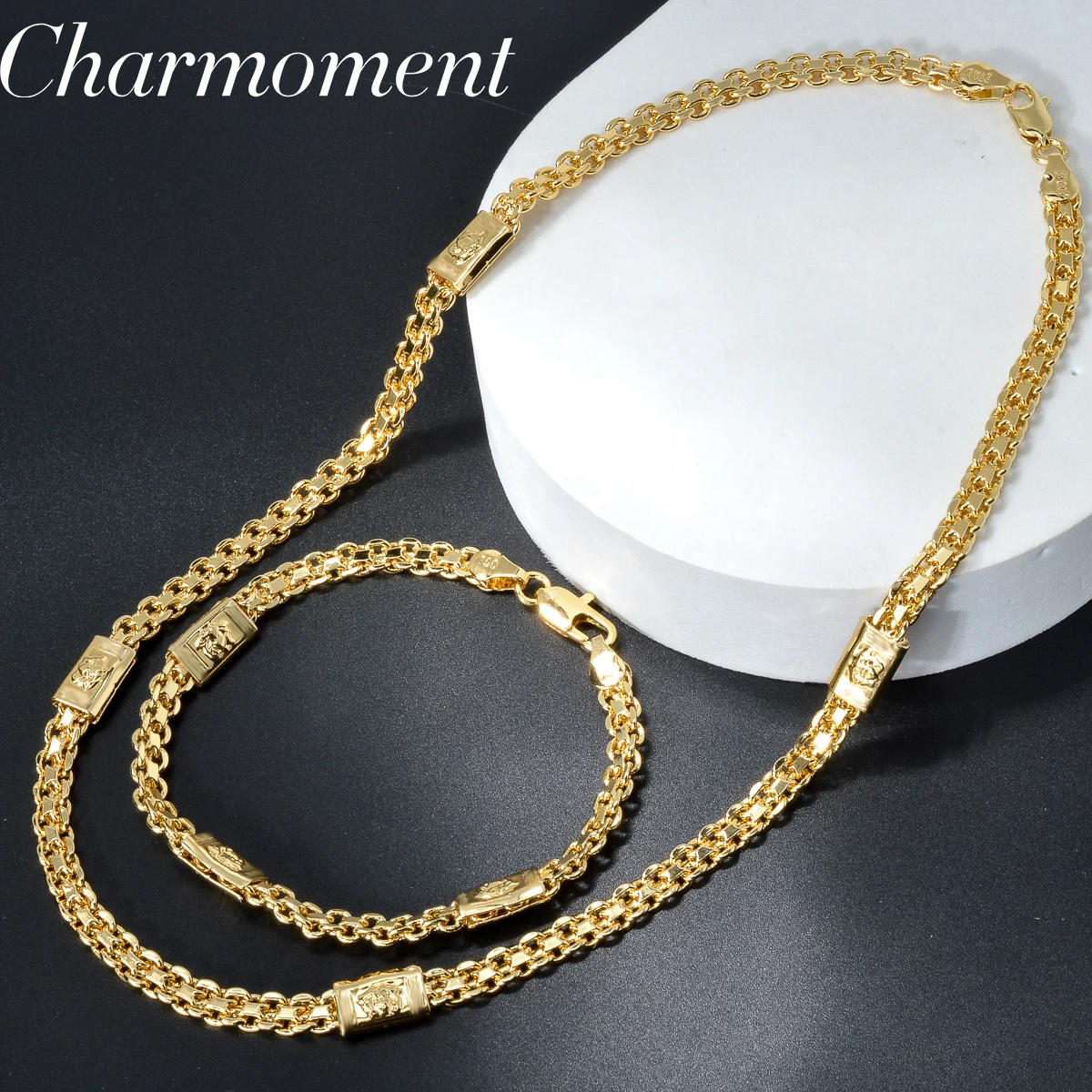 Italienisches Schmuckset 18 Karat vergoldet neuesten Design Frauen Männer Kupfer lange Halskette Dubai Geschenk trend ige Party Verlobung schmuck Image