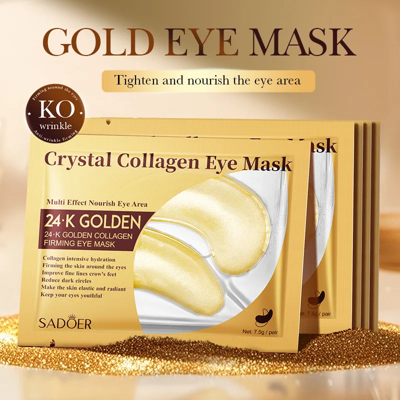 20 Stück = 10 Paar Gold-Kollagen-Kristall-Augenmaske Hautpflege-Augenpads Straffende Feuchtigkeitsspendende Nährende Augenpflegeprodukte Image