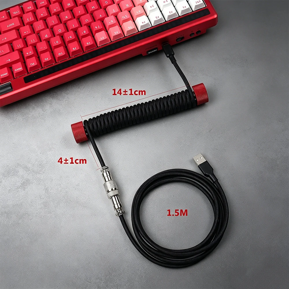 Gaming-Tastaturkabel, abnehmbares Aviator-Spiralkabel vom Typ C auf USB für mechanische Tastaturen, stabile Hochgeschwindigkeitsverbindung | Weiß Image