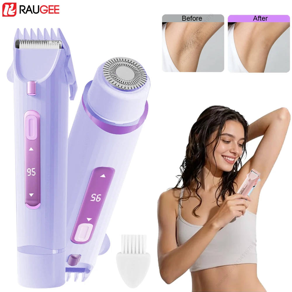 Trimmer für Frauen 2-in-1 Doppelkopf-Epilierer Elektrischer Rasierer Körperhaartrimmer und Gesichtshaarentferner für Bikini Achseln Gesicht Image