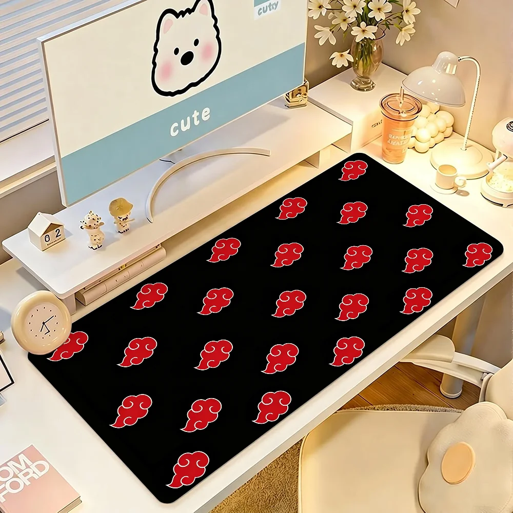 A-Akatsuki Red Cloud Mauspad, große, rutschfeste, wasserdichte Matte mit genähtem Rand, Tastaturunterlage für Gaming, Alltag, Büro Image