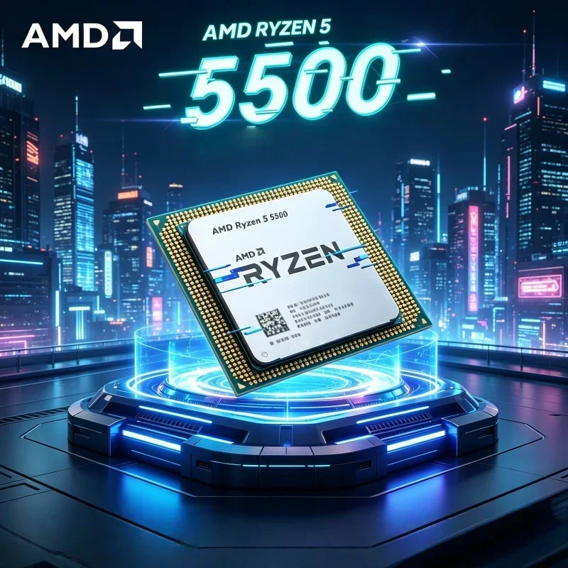 Original AMD Ryzen 5 5500 R5 5500 6-Kern 12-Thread Max Boost 4,2GHz Freigeschalteter AM4 Desktop-Gaming-Prozessor Ohne Einzelhandelsverpackung Image