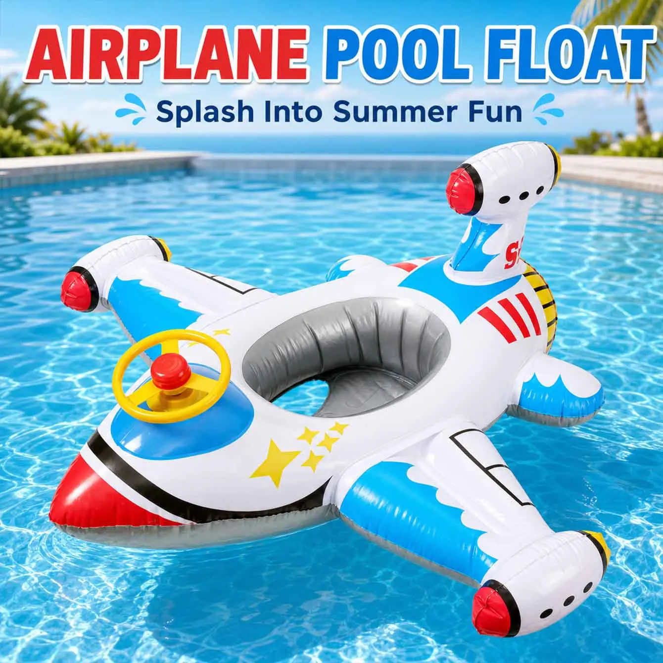 1 Stück Aufblasbarer Flugzeug-Schwimmreifen für den Pool, Outdoor-Schwimmsitzboot Image