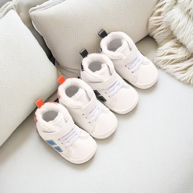 Modische, warme und rutschfeste Freizeitschuhe für den Winter, 0-12 Monate, Neugeborenen-High-Top-PU-Sportschuhe für Säuglinge und Kleinkinder zum Laufen.