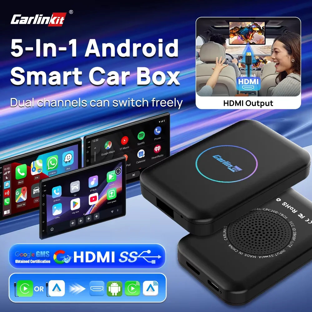 CarlinKit LITE S Android TV Box 5-in-1 Kabelloses CarPlay Kabelloses Android Auto HDMI-Videoausgang Unterstützt Netflix IPTV Für OEM Ca Image