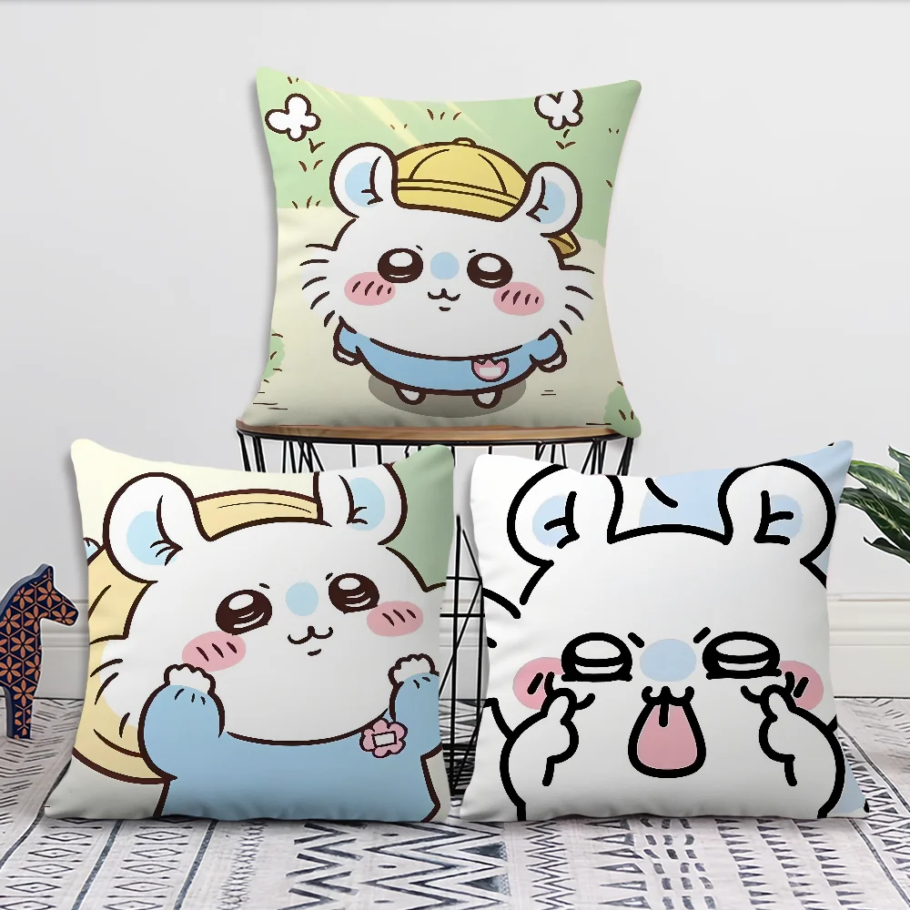 Niedlicher C-ChiikawaS Kawaii-Kissenbezug für Kissen, bedruckt, Sofa-Dekoration, Zuhause, Auto, Zimmer, Café, Büro, nordische Einfachheit Image