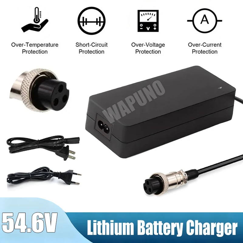 54,6V 2A Lithium-Batterie-Ladegerät GX16-3-Pin-Anschluss für 48V ZERO VSETT Kaabo Speedway Kugoo Elektrofahrzeug EU US Stecker Image