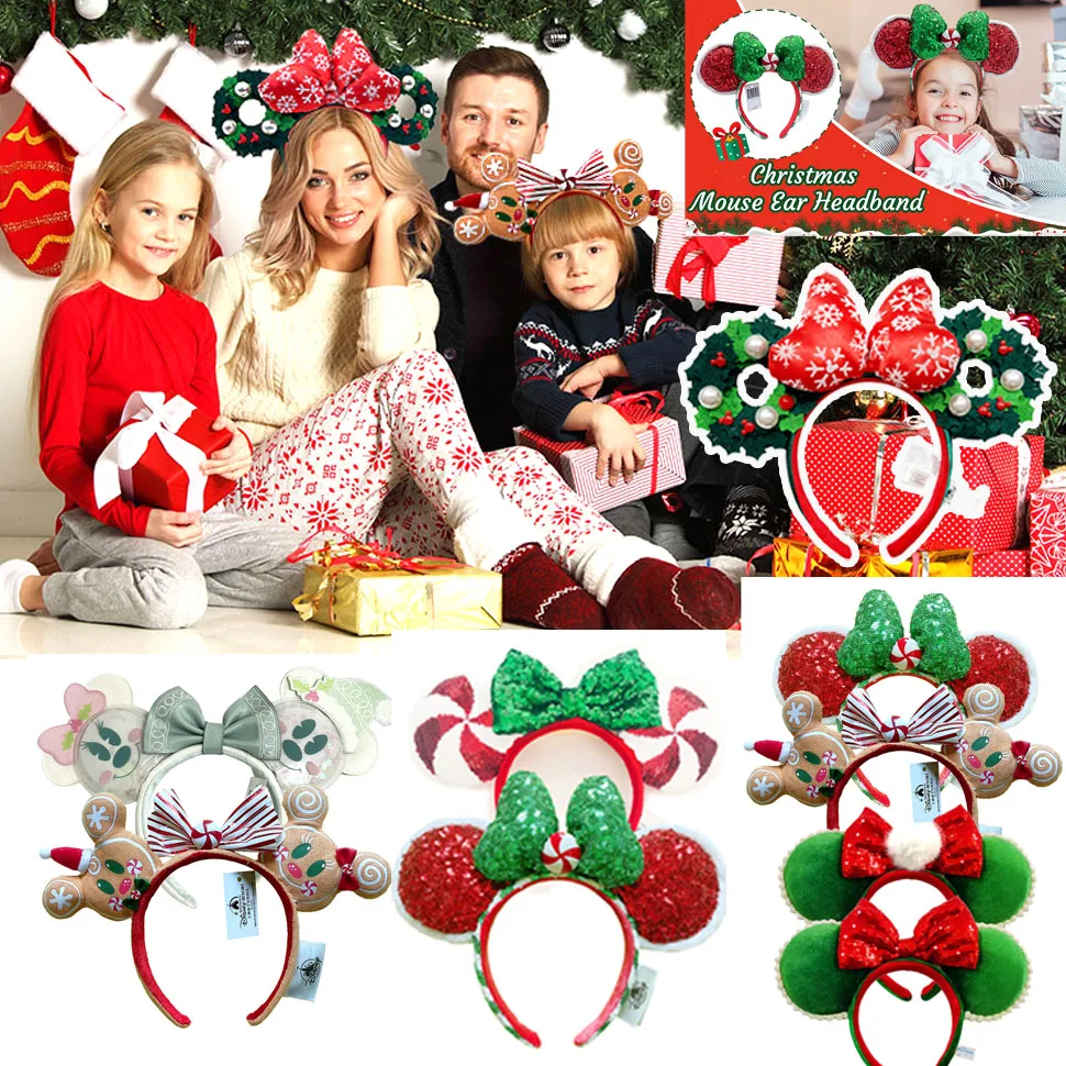 Disney Weihnachten Minnie Maus Stirnband Urlaub Party Prinzessin Haarband KOSTÜM Stirnband Cosplay Plüsch Erwachsene/Kinder Stirnband Geschenk Image