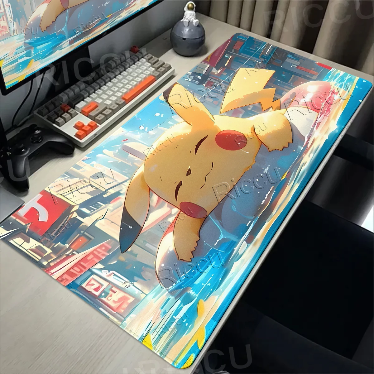 Mauspads, große Tischmatte aus Gummi, Computertastatur-Pad, P-Pokemon-Muster, PC, Büros, Gamer-Zubehör, Teppich, Kawaii Deskrug