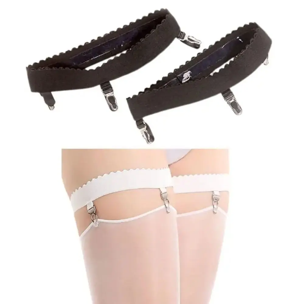 1 Paar Neue Elastische Strumpfhalter mit Ring, Oberschenkelhoher Rutschfester Strumpfgürtel, Cosplay-Kostüm mit 3 Clips, Strumpfhalter für Damen Image