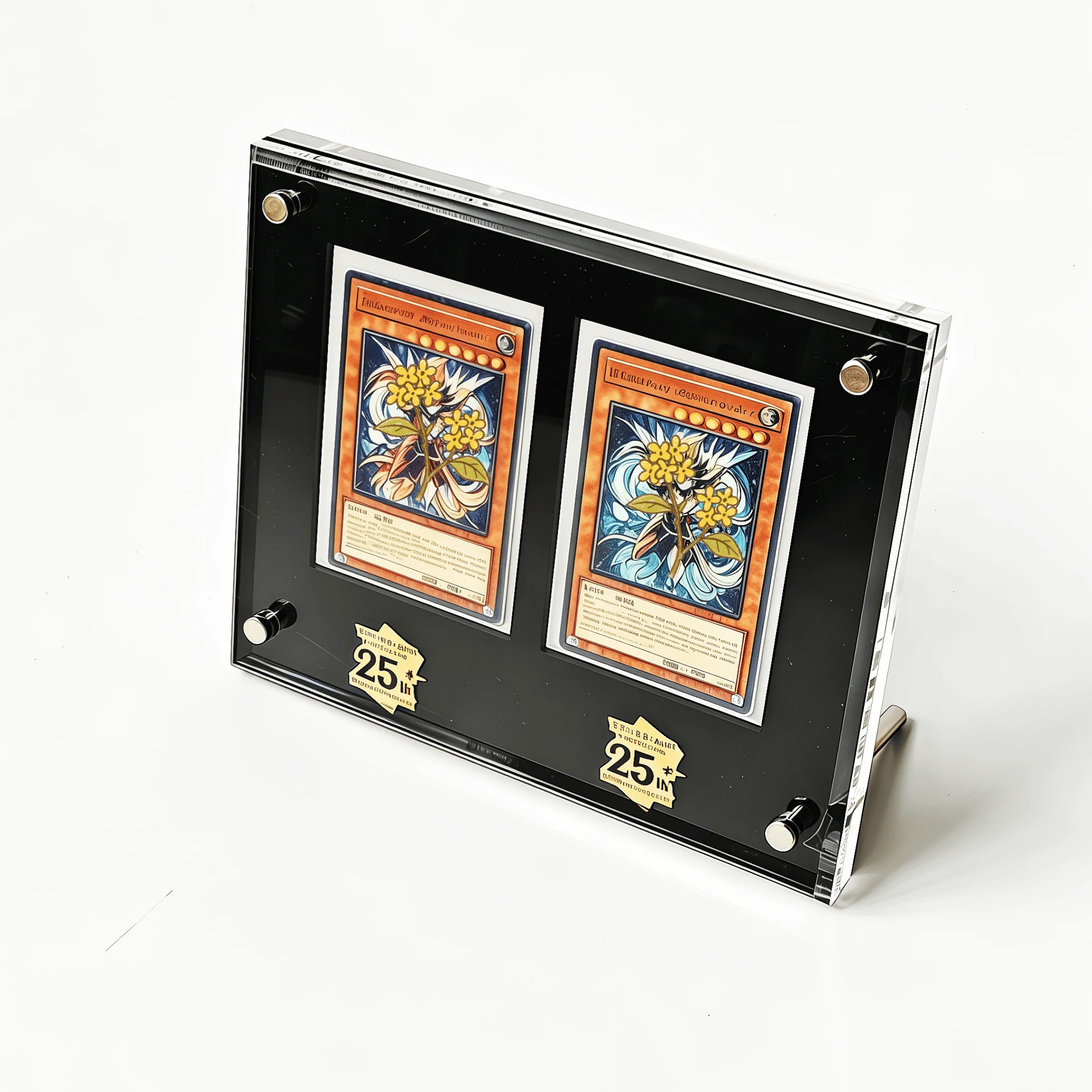 2-Slot 25. Jubiläums Yu-Gi-Oh Schwarzkarten-Displayständer Blauäugiger Weißer Drache Dunkler Magier Ohne Karte Image