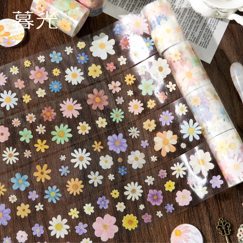 1 Stück/1 Set Dekorative Klebebänder Gänseblümchen Notizbuch Maskierbänder Scrapbooking DIY Papier Japanische Aufkleber Image
