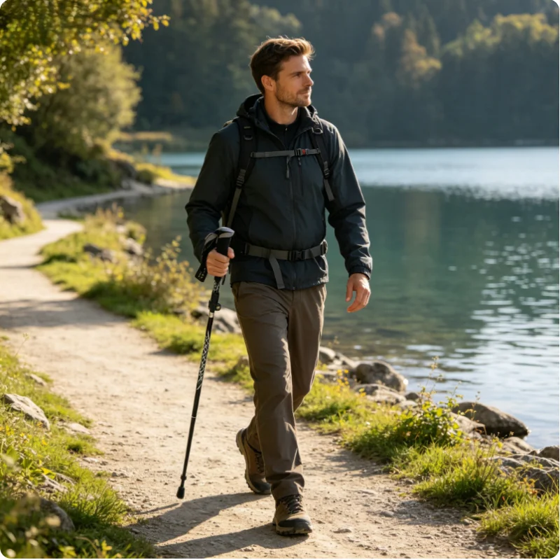Ultraleichter Faltbarer Trekkingstock aus Aluminiumlegierung Stoßdämpfender Wanderstock für Outdoor-Klettern und Schneewanderungen Image