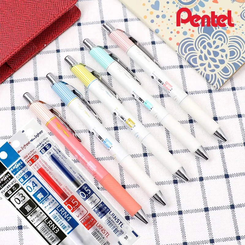 Original Pentel Gelstift oder Nachfüllset BLN75L Energel Clena Gestreifter Vintage-Körper 0,3/0,4/0,5mm Schnelltrocknende Tinte Schreibgeräte