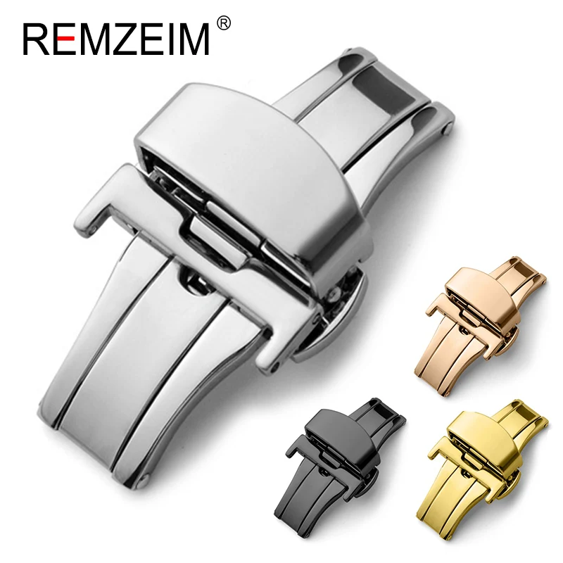 Schmetterlings-Faltschließe, automatischer Doppelklick, Edelstahl-Armbandknopf für Uhrenarmband 16 mm, 18 mm, 20 mm, 22 mm, Geschenkwerkzeug Image