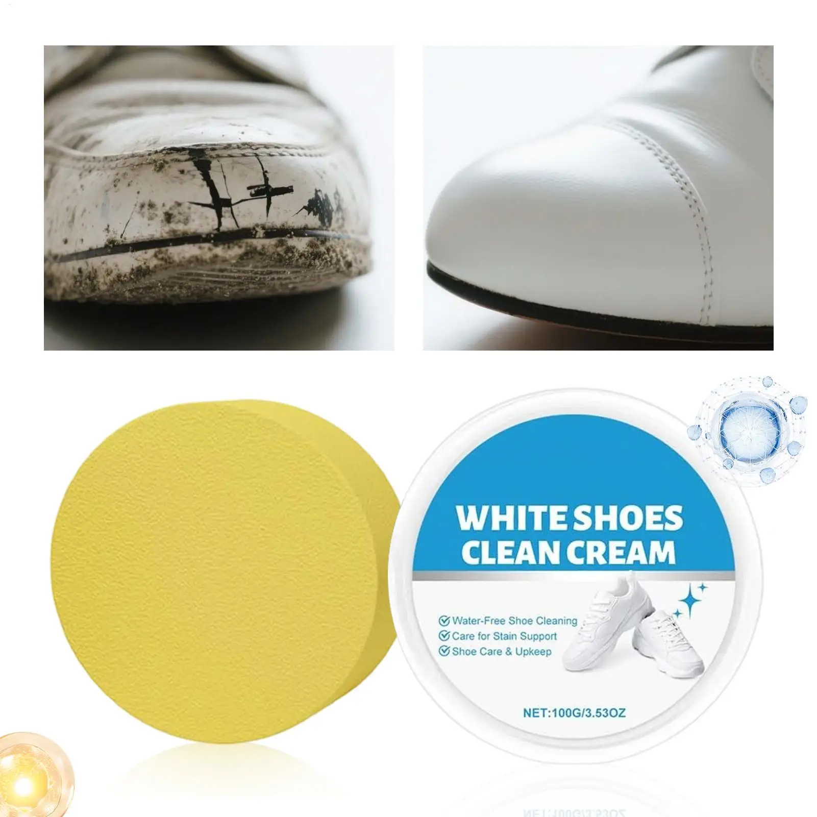 Weiße Schuhreinigungspaste - Mehrzweck-Weißmacher & Fleckenentferner für Kunstleder, Schuhe, Taschen & Autoinnenräume Image