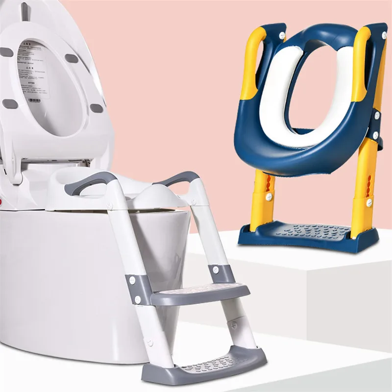 Klappbare Kinder-Töpfchentrainingstoilette, Baby-Topfsitz, Urinalstuhl mit verstellbarer Tritthocker, Leiter, bequeme, sichere Toilette