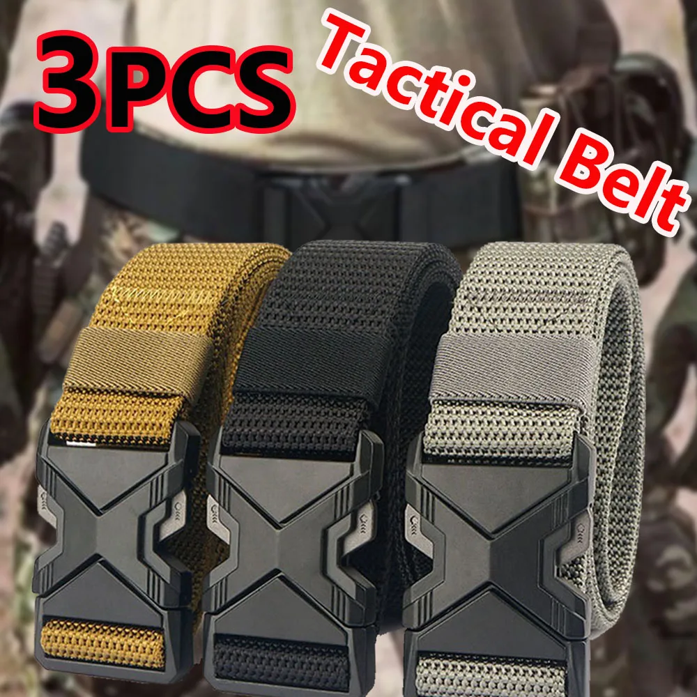 Taktischer Gürtel für Herren, Nylon, geflochten, Outdoor-Training, Militärgürtel, Kunststoffschnalle, lässiger Gürtel für Bergsteigen, Arbeit, Jeans, Taillengürtel Image