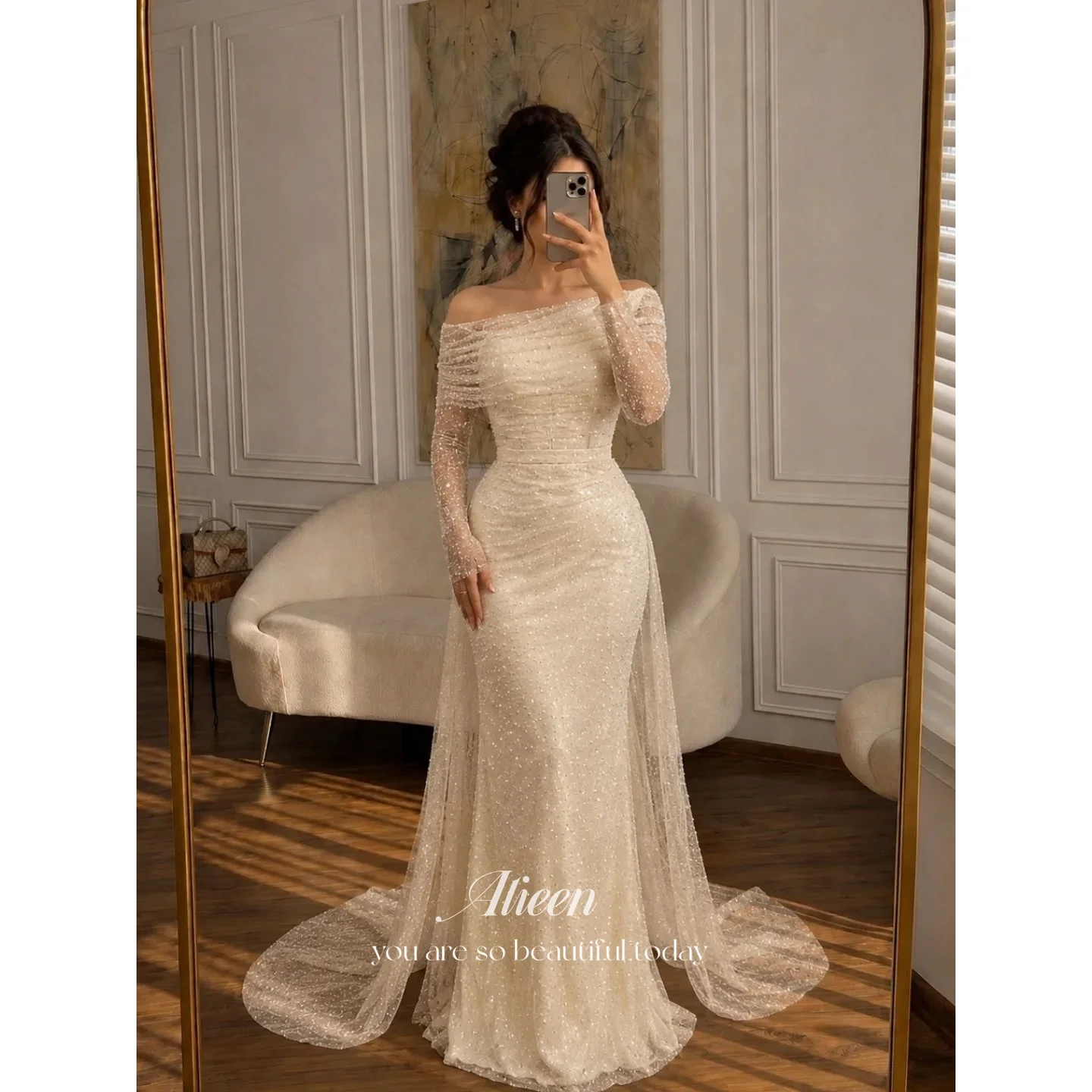 Aileen Lace Off The Shoulder Ivory Mermaid Evening Dress 2026 Prom Dress Women Ladies Cocktail Customized Robes de Soirée