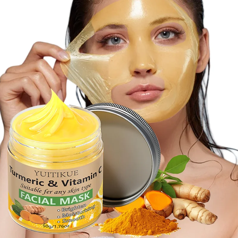 YUITIKUE Kurkuma & Vitamin C Gesichtsmaske - Aufhellende, Feuchtigkeitsspendende & Glättende Formel für Alle Hauttypen Image