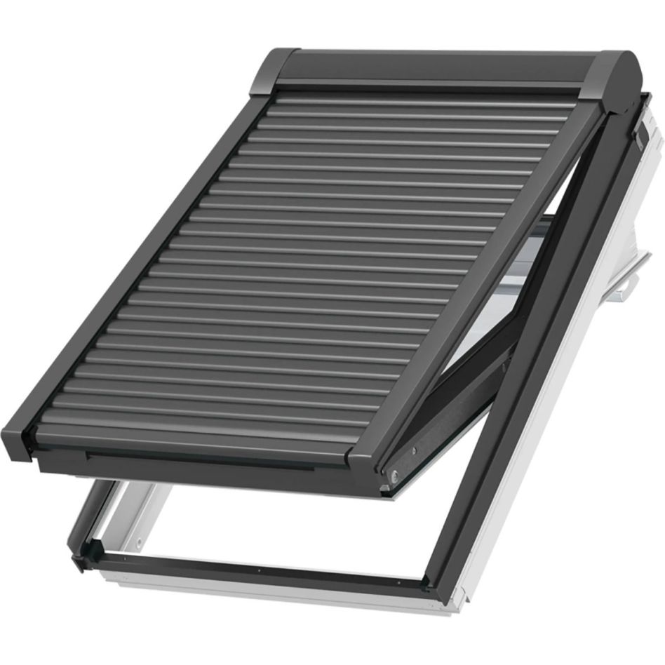 NEU: VELUX Elektro-Rollladen SML 0000K Aluminium Dunkelgrau inkl. KUX 110, 93x144 cm (YK67)