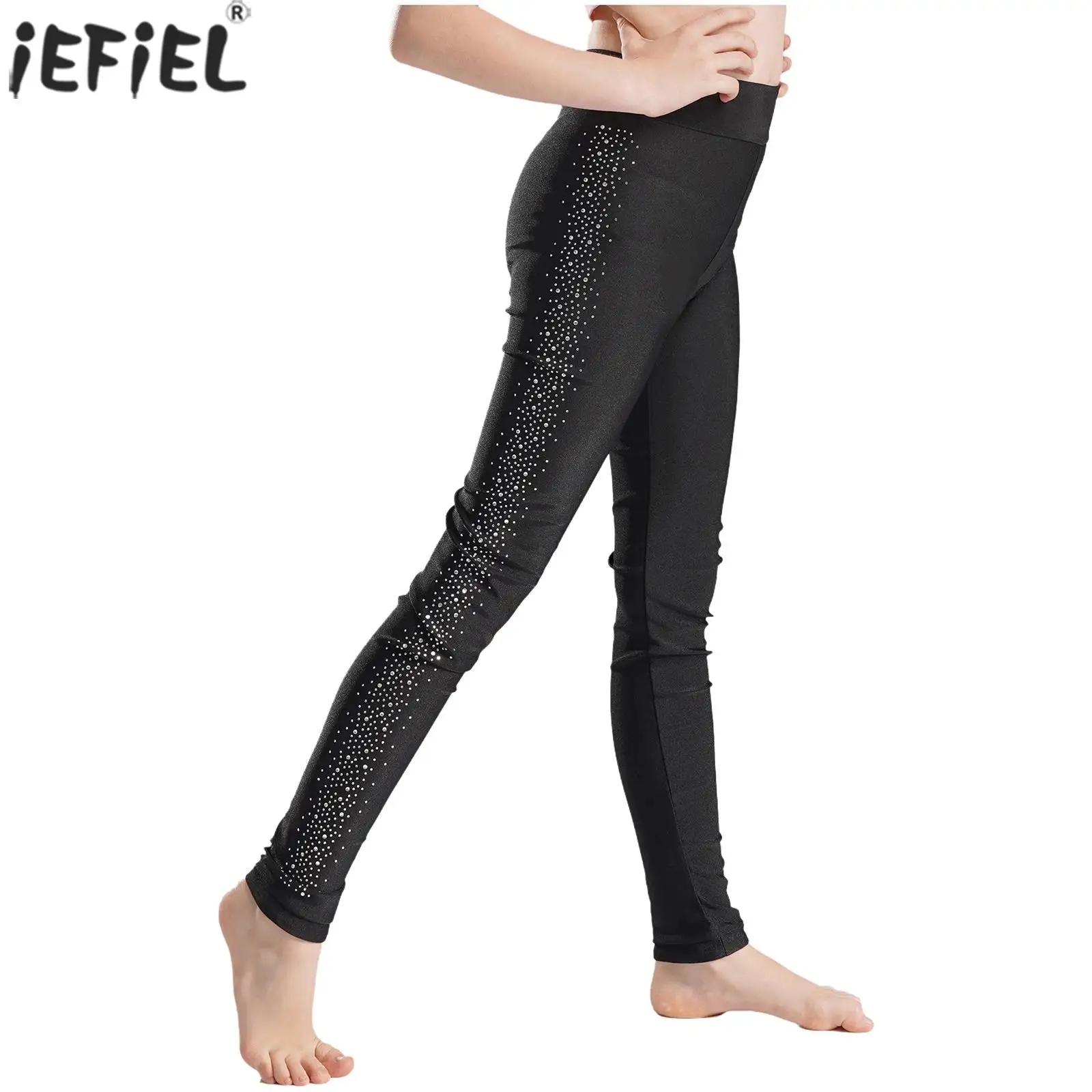 Pantalon de patinage artistique avec biscuits pour enfants, leggings d'entraînement, ceinture élastique, costume de performance, danse de ballet, AqYoga, filles