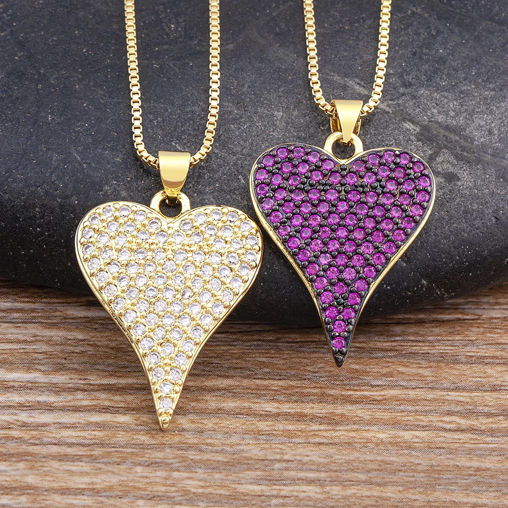 Nidin romantische Herzform 4 Farben Kristall Anhänger Halskette süßes Mädchen Kupfer Zirkon Schmuck Charme Valentinstag Hochzeits geschenk Image