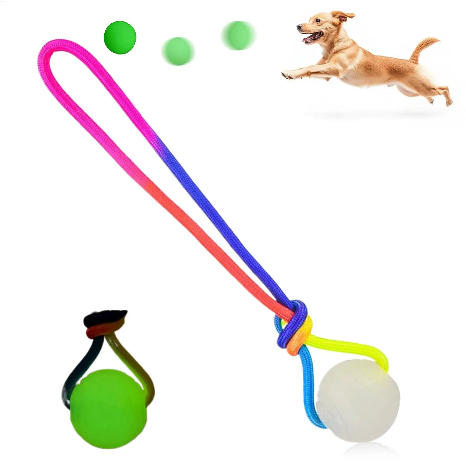 Leuchtender Spielzeugball für Haustiere, bissfester Hundespielzeugball mit Seil, interaktives Hundespielzeug, Fetch-Bälle für Kauer, Welpen-Training Image