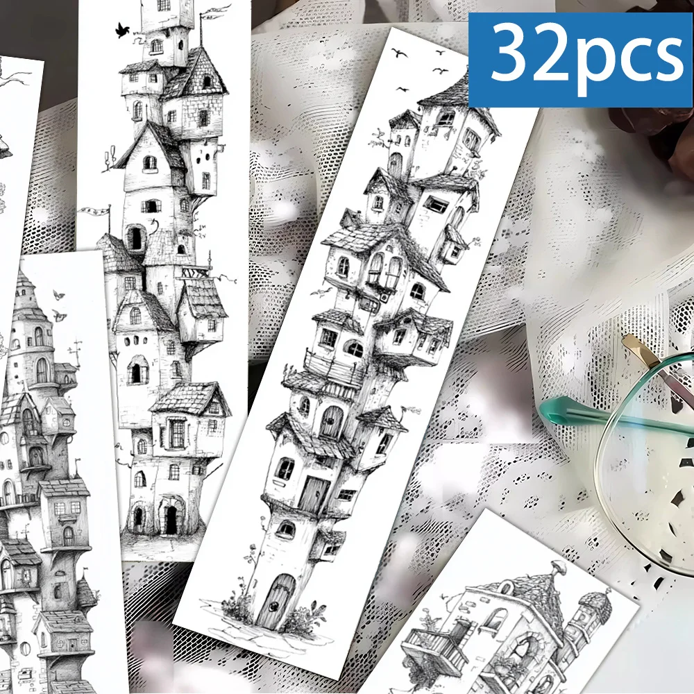 32 Stück, Verspielte Skurrile Haus-Malbuch-Lesezeichen, Weihnachten, Lehrergeschenk, Geschenke zum Schulanfang, Kreative Künstlerische Designs Image