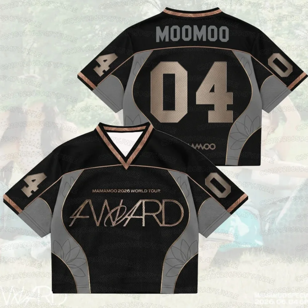 Sommer Damen Herren Kpop Fans Geschenk Mamamoo 4ward World Tour V-Ausschnitt Jersey Kurzarm Casual T-Shirt Tops Image