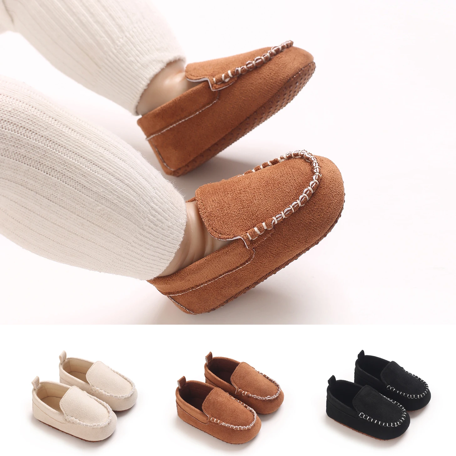 Klassische, modische Frühlings- und Herbstschuhe für Neugeborene (0-18 Monate) mit rutschfester, weicher Sohle, die sich nicht abziehen, lässige Babyschuhe