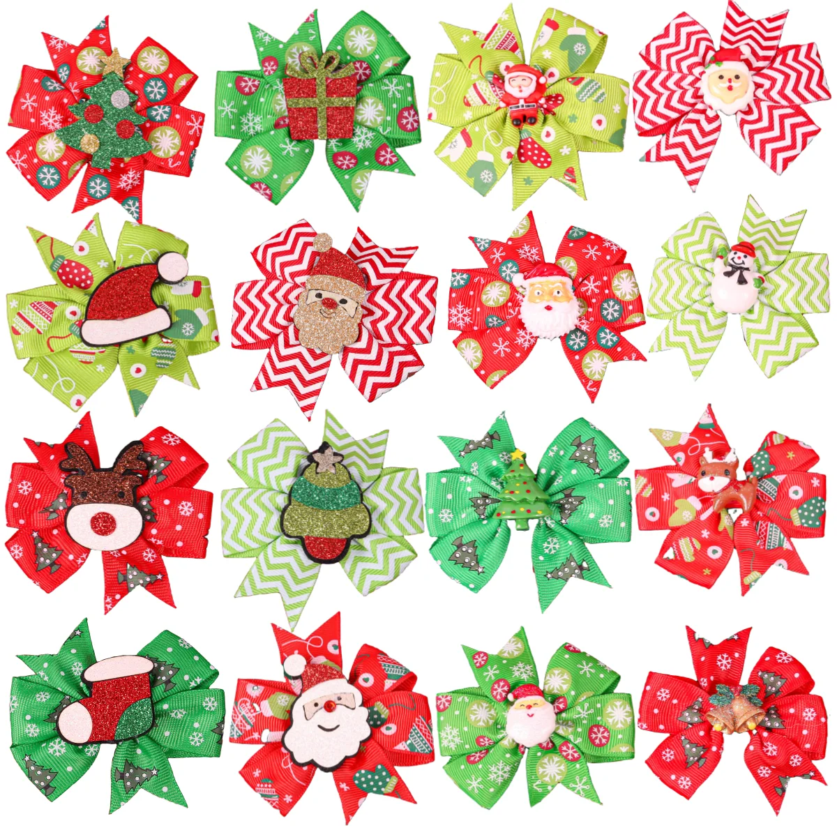 8/16 Stück Weihnachts-Band-Schleifen-Clips für Mädchen, Weihnachten, Weihnachtsmann, Haarschleifen, Haarspangen, Kinder-Haarnadeln, Weihnachts-Haar-Accessoires Image