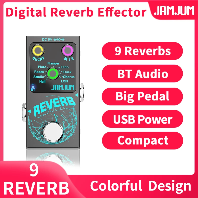 Gitarren-Effektpedal Reverb 9 verschiedene Effekte digitales Reverb-Pedal für Gitarre Bass 9-Effekt-Pedal Image