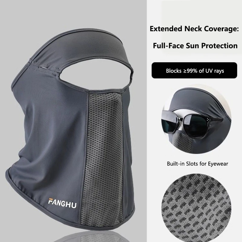 Facial Gini Sommer-Sportmasken mit Ohrschlaufen, Nackenschutz, Anti-UV, Eisseide, Sonnenschutzmaske, Gesichtsschleier mit Brillenloch NEU Image