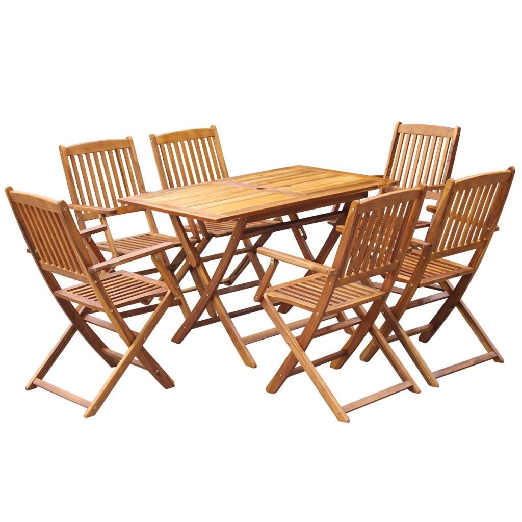 vidaXL 7-tlg. Garten-Essgruppe Klappbar Massivholz Akazie Image