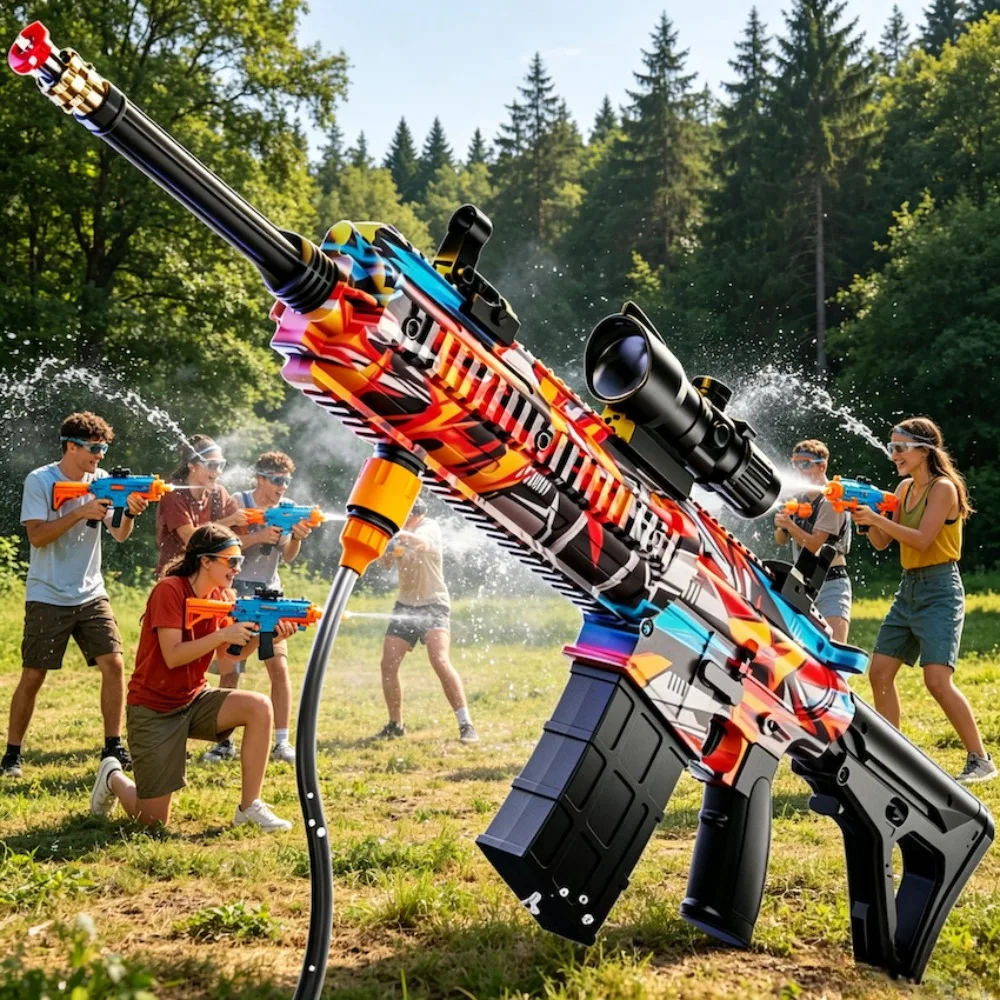 Hochdruck-M41-Wasserpistole Spielzeug-Autowaschgerät mit abnehmbarem Schlauch, Zielfernrohr & Magazin für Sommer-Garten- & Poolpartys Image