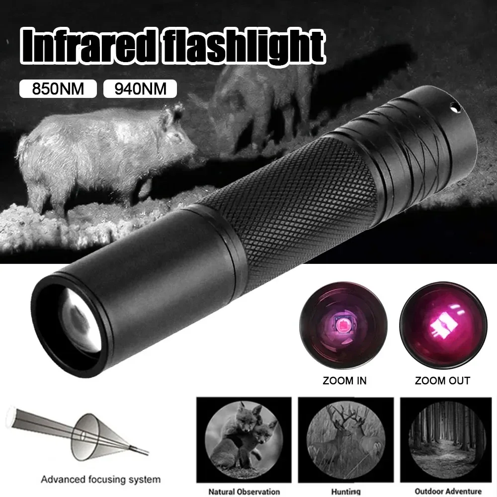 850nm/940nm Infrarot-Taschenlampe mit Einstellbarem Fokus und Zoom-Funktion, IR-Jagdlampe, Infrarotstrahlung, Nachtsichtgerät Image