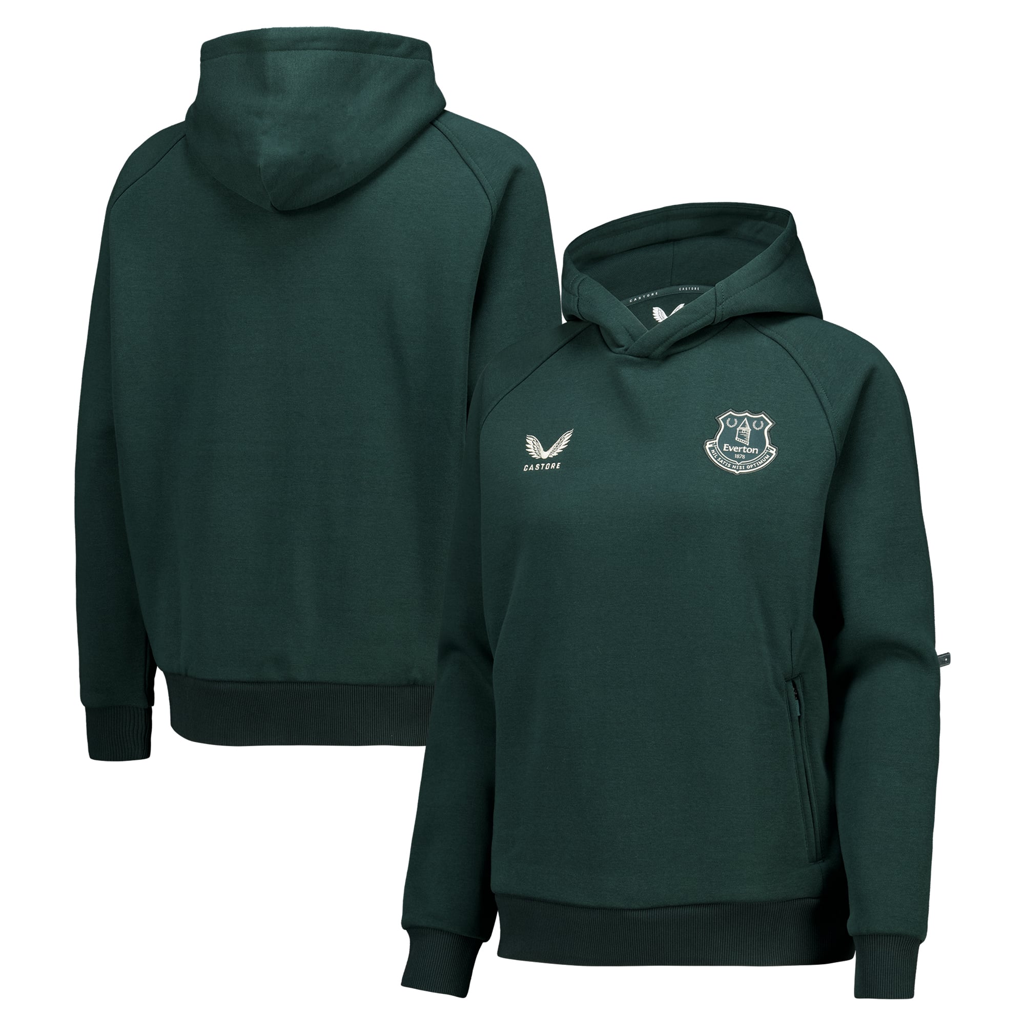 Everton Castore Spieler-Off-Pitch-Hoodie – Dunkelgrün – Damen