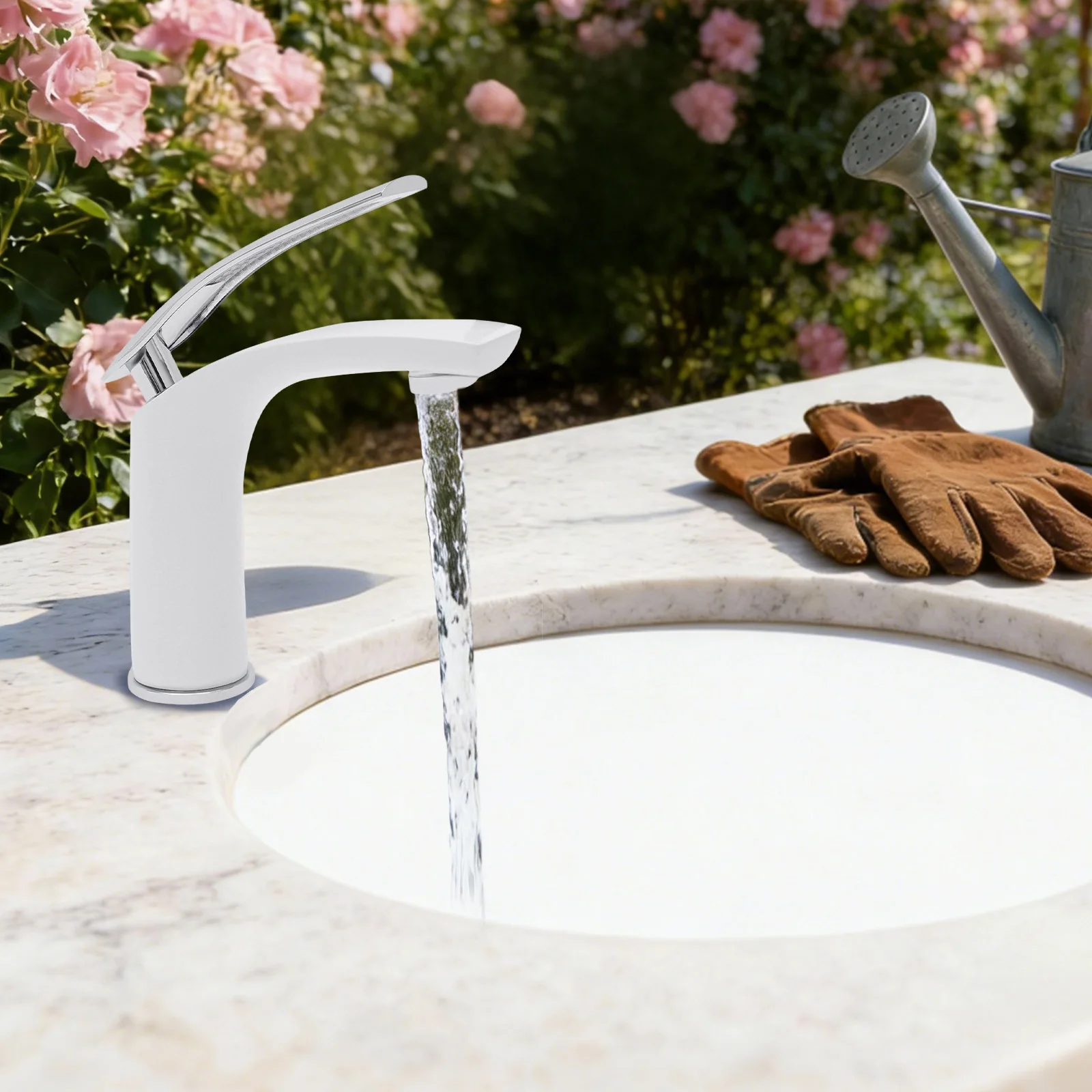 Robinet de salle de bain | Robinet de salle de bain à poignée unique | Mitigeur eau chaude et froide pour lavabo de salle de bain