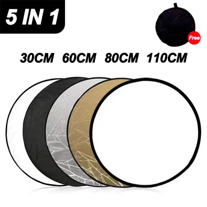 Reflektor 5-in-1 30CM 60CM 80CM 110CM Silber Platin Tragbar Faltbar Weiches Licht Rund Fotografie-Studio 2-in-1 Foto-Requisiten Image