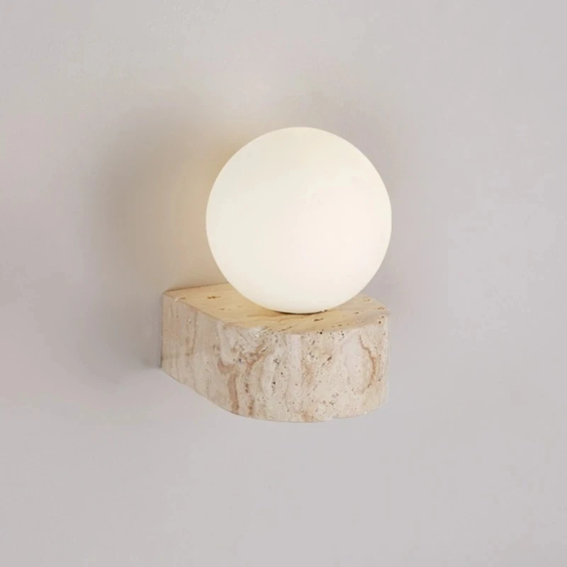 Wabi-Sabi-Stil Wandleuchte Gelbe Höhlenstein-Retro-Designerlampe für Wohnzimmer, Flur, Hintergrundbeleuchtung, Schlafzimmer und Nachttisch Image
