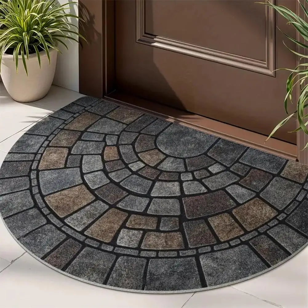 Halbrunde Fußmatte für Außen- und Innenbereich, Willkommensmatte für Eingang, Vorraum, Terrasse, Veranda - Wasserdicht, Rutschfeste Rückseite Image