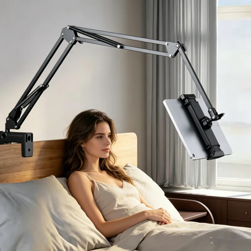 Langer Armhalter aus Aluminiumlegierung, 360° ° Drehbarer Tablet-Ständer, Bett- und Tischhalterung für iPad Samsung Xiaomi 4-11 Zoll Image