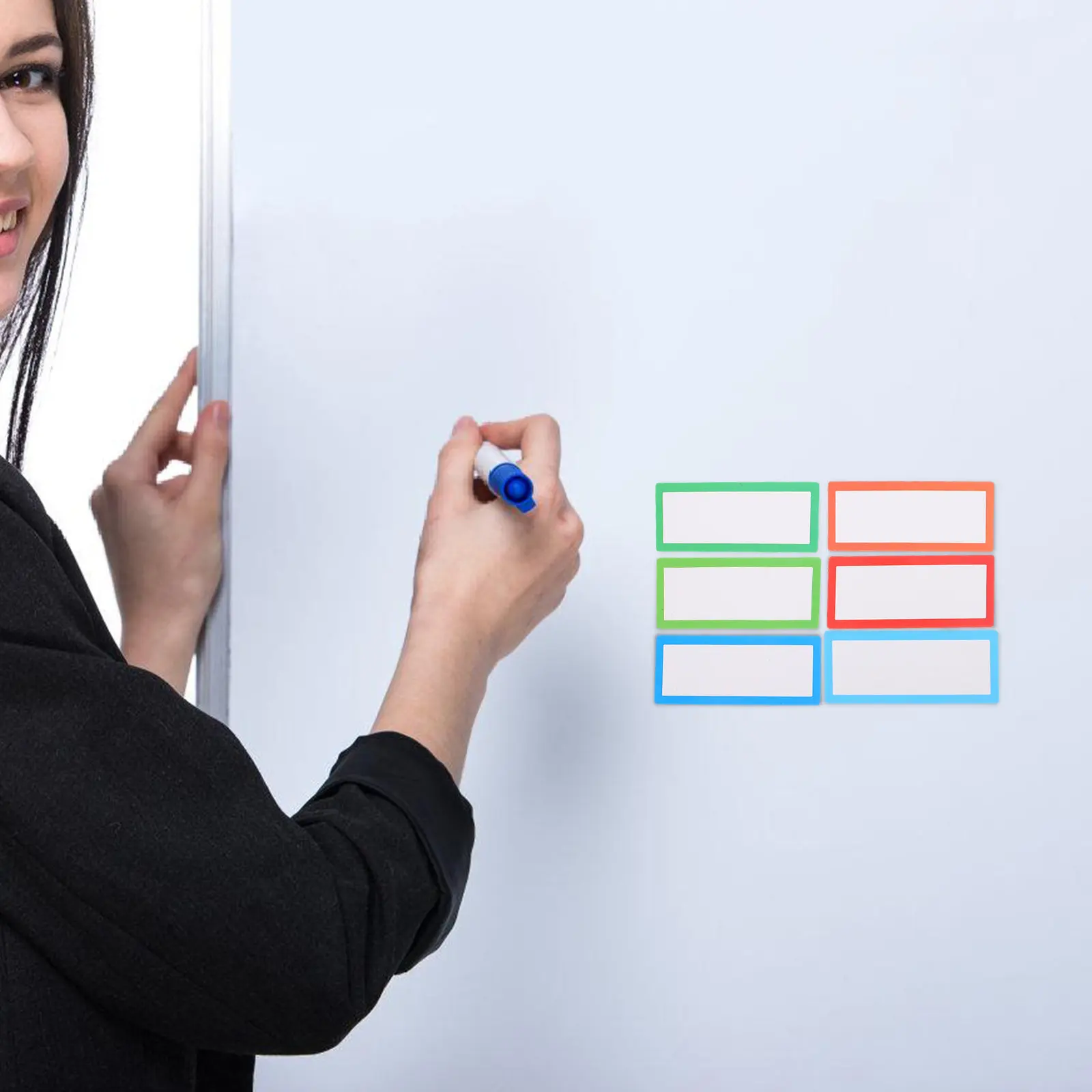 8 Stück magnetische, trocken abwischbare Namensschilder, wiederverwendbare Etikettenplatten, beschreibbare magnetische Kühlschrank-Whiteboard-Magnete, trocken abwischbare Magnete Image