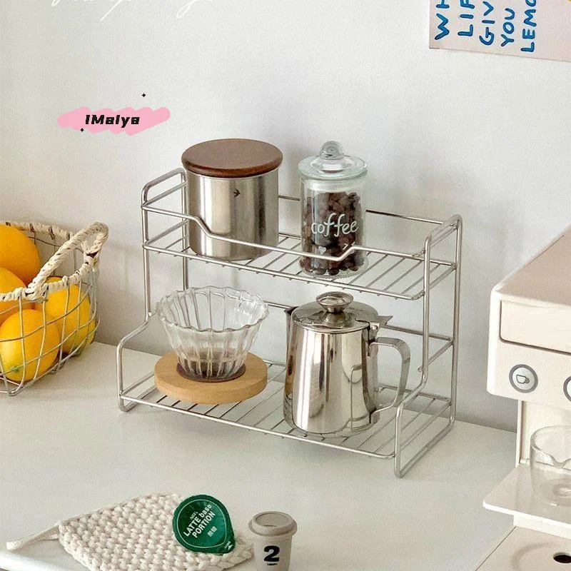 1Pc Vielseitig Eisen Draht Lagerung Korb Küche Arbeitsplatte Gewürz Regal Badezimmer Toiletten Tasse Organizer Rack für Hause Image