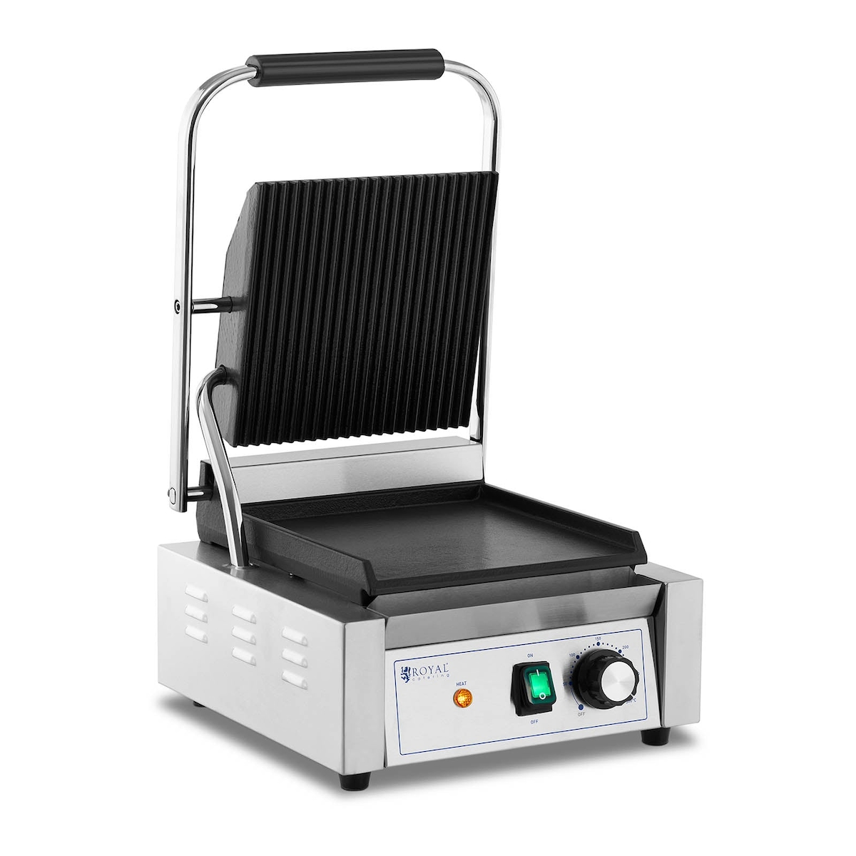 Helloshop26 - Professioneller elektrischer Panini-Grill Toaster Grillplatte geriffelt und glatt 1800 Watt Edelstahl 14_0004011 Image