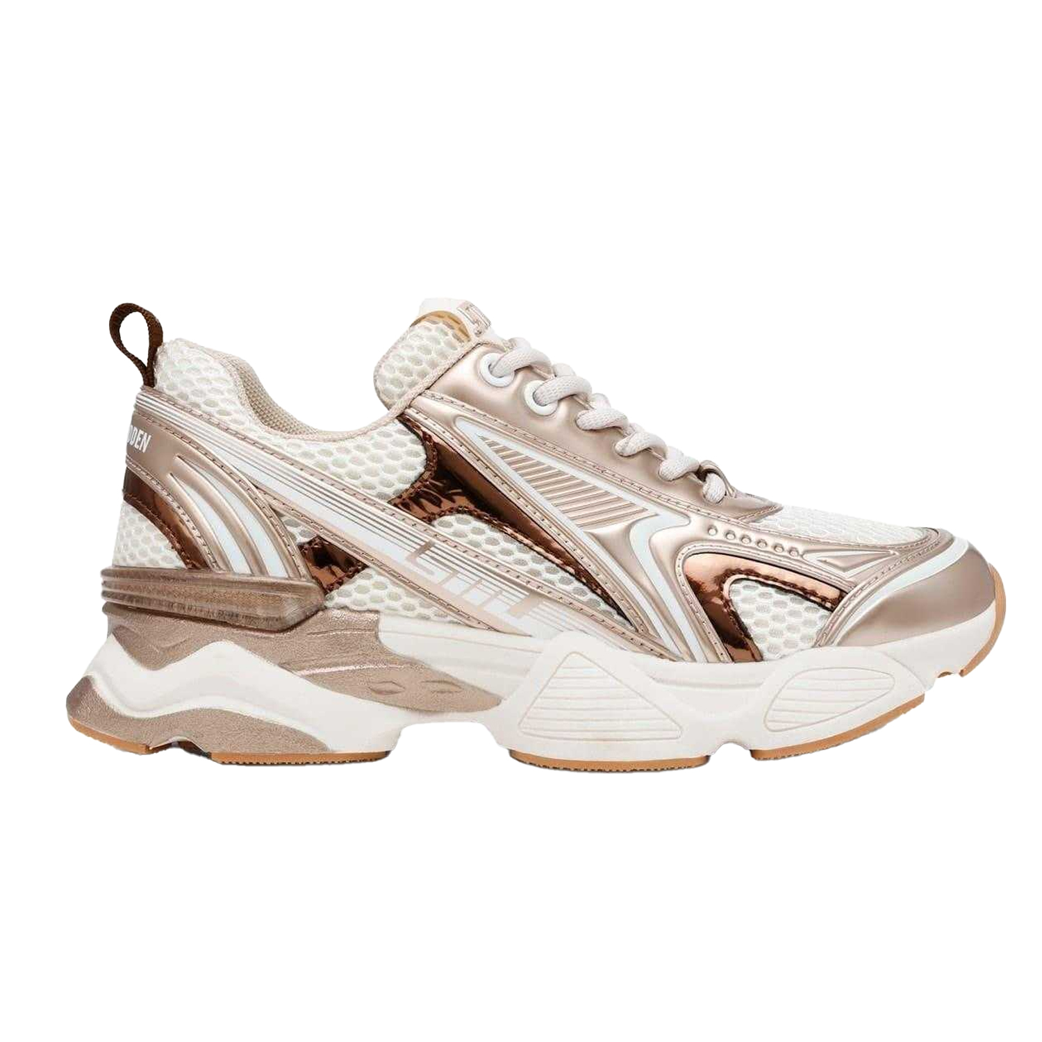 Steve Madden - Strass Sneaker für Damen, Netzmaterial, Grob flach (Gold)